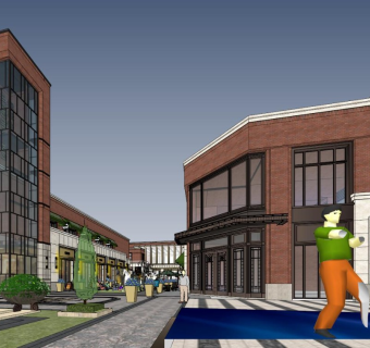 简欧商业街su模型下载